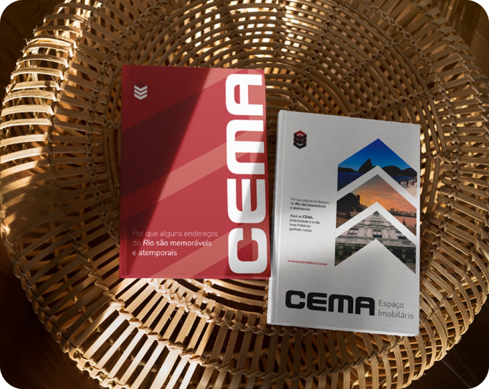Aplicações da nova identidade CEMA: pasta e materiais impressos