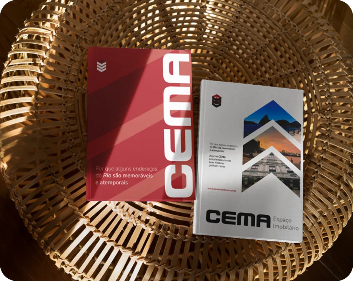 Aplicações da nova identidade CEMA: pasta e materiais impressos